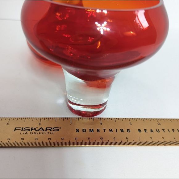 Mid Century Coupe Glass Set of 2 Cranberry Red Vintage Retro - Picture 9 of 10